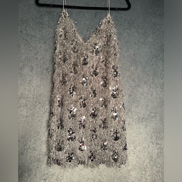 Zara Silver Sequined Fringe Mini - Picture 3 of 6